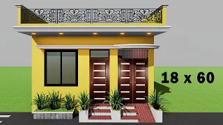 3 बैडरूम हाउस प्लान,18*60 makan ka naksha,3D 18x60 ghar ka design,18 by 60 elevation,3D home design