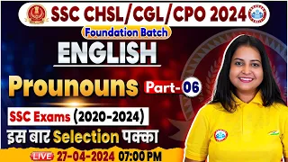 SSC CGL, CHSL & CPO English Class, Pronoun English CHSL PYQ's, SSC CGL English Class by Kiran Mam
