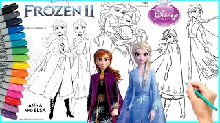 Mewarnai FROZEN 2 Elsa Anna Coloring Pages | Colouring Disney Princess