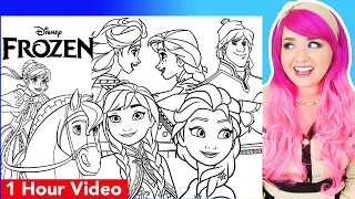 Coloring Frozen Elsa, Anna, Kristoff & Olaf Coloring Pages | 1 Hour Disney Frozen Coloring Videos