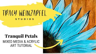 Tranquil Petals (Beginner Acrylic Painting & Mixed Media Art Tutorial)