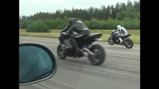 "Bugatti Killer" BMW M5 Turbo vs BMW S1000RR vs 442 RWHP Suzuki Hayabusa Turbo McXpress 500