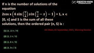 Trigonometric Equations: If n is the number of solutions of the equation