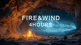 Taking refuge from the blizzard inside a cave | The campfire | blizzard for Sleeping & Relaxation