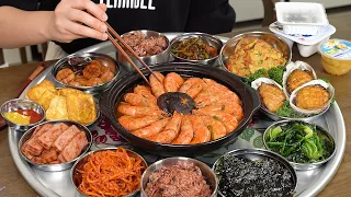 Cooking Mukbang :) Real Shrimp Stew~, enoki mushroom pancake, home cooked meal.