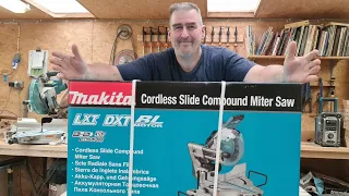 Unboxing Makita DLS110Z Mitre saw and set up #woodworking #video #review