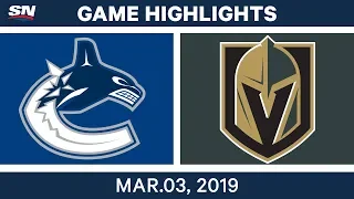 NHL Highlights | Canucks vs. Golden Knights – Mar 3, 2019