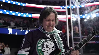 Dave Hill plays American and Canadians national anthems at Anaheim Ducks vs. Toronto Maple Leafs