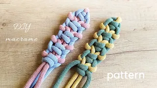 DIY macrame pattern for strap, bag, camera, yoga mat strap, band or belt.