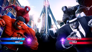 Spiderman & Red Hulk vs Black Spiderman & Hulk (Very Hard) Marvel vs Capcom | 4K UHD Gameplay