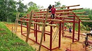 50 Days Finished Building Wooden House, Technique Build Wooden House || Building My Farm