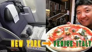 United Airline BUSINESS CLASS New York to Venice Italy & KOREA BBQ!
