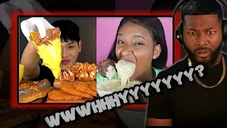 Mukbangers overdipping DIFFERENT TYPES OF SAUCES |  REACTION