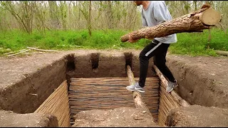 How to Build EASY DIY Doomsday Underground Bunker in the Forest  , ASMR Ambience