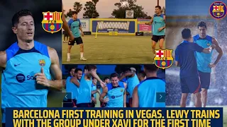 🔥 Barcelona first training in Vegas. Lewandowski trains with the team for the first time, as Xavi...