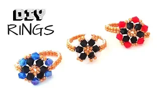 DIY Beaded rings. How to make beaded rings. Jewelry making.