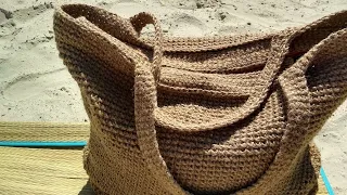 Пляжная сумка из джута с карманами