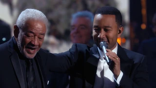 Bill Withers, Stevie Wonder, John Legend perform "Lean On Me" at the 2015 Induction Ceremony