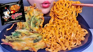 🔥🍜ASMR MUKBANG🍜🔥/매운불닭볶음면, 야채튀김 먹방💖/리얼사운드/이팅사운드/Spicy Fried Noodles/Eating Sounds/Real Sounds