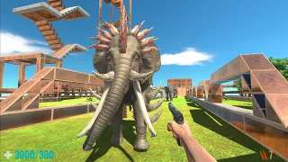 FPS Avatar with all weapons in battle with war Elephants - Animal Revolt Battle Simulator