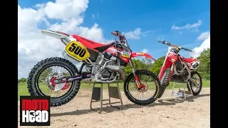 1994 Honda CR500 two-stroke versus 2017 CRF450R four-stroke