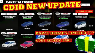 CDID NEW UPDATE ADA KODE REDEEM TERBARU DAN BANYAK MOBIL LIMITED !! KALIAN DAPAT?? | ROBLOX CDID