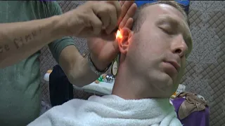 ASMR turkısh barber massage=EAR BURN = SKIN CARE = SHAVE BEARD= head,back,arm,ear,face,sleep massage