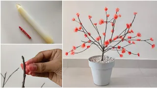 Beautiful Flowers Making With Candle | DIY | Artificial Flower Tree | Wax Flowers | Candle Flower