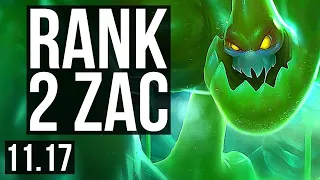 ZAC vs JAX (TOP) | Rank 2 Zac, 7/0/6, 1000+ games, 1.2M mastery, Godlike | BR Grandmaster | v11.17