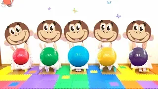 Five little Monkeys - Songs Colors with Rainbow Balls