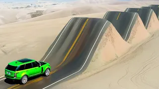 Cars vs Switchback Road x Red Spikes x Giant Water Pit ▶️ BeamNG Drive