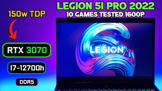 Lenovo Legion 5i Pro (2022) | RTX 3070 (150w TDP) + 12700h | 10 Games Tested | 1600p