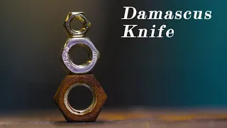 Damascus knife from nuts & powder steel