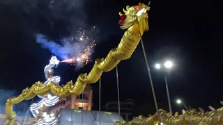 Chinese Dragon Dance Performance in Thailand Vegetarian Festival 2023 at Yaowarat