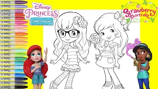 Strawberry Shortcake Makeover as Disney Princess Comfy Squad Ariel and Jasmine Coloring