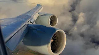 Engine ROAR !  Boeing 747-8  Take off from Frankfurt to Tokyo / Lufthansa Business Class