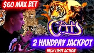 $60 Max Bet ✦HANDPAY JACKPOT✦ On High Limit CATS Slot | Cash Cove Slot Machine ✦HANDPAY JACKPOT✦ !