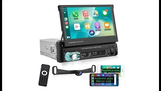 Podofo Single Din Touchscreen Car Stereo Compatible with Apple Carplay and Android Auto