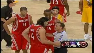 Houston Rockets VS Lakers:Fisher Flagrant Foul on Luis Scola Kobe Elbow to Artest