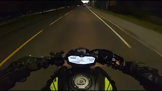 MT-07 - Night Ride - Akrapovic Carbon Exhaust - (Pops, bangs and crackles)