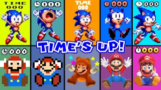 Evolution of Super Mario And Sonic Dying time's up, losing in Super Mario Games (1985-2024)