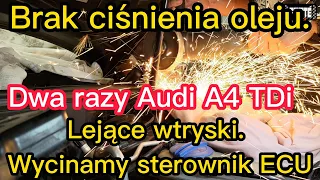 Dwa razy Audi A4 TDi brak ciśnienia oleju i lejące wtryski. Pomiar kompresji. #rodzinaforte