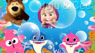 BABY SHARK COM MARCHA E O URSO маленькая акула طفل القرش /Сборник познавательных мультфильмов/