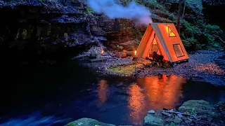 3 Days SOLO CAMPING In RAIN Forest - BUSHCRAFT Tent Shelter - FISH COOKING - Survival Skills - ASMR