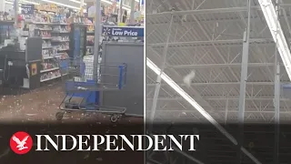 Extreme hail causes Walmart roof to break apart during Wisconsin storm