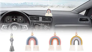 Macrame Car Air Hanging Essential Oil Diffuser Freshener Boho Rainbow Car Charms Mirror Accessories