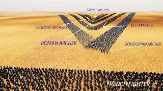 Gondorian, elf, Roman, Legolas, French Archer VS 3,00,000 French fighter who will win | UEBS 2