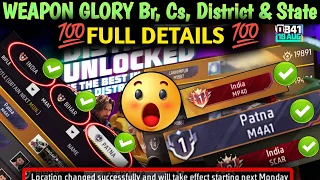 Weapon Glory Leaderboard In Free Fire Weapon Glory districts unlocked | location Change Weapon Glory