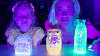 Gaby and Mom making Fairy Glow Jars | DIY Crafts | Gaby and Alex Show