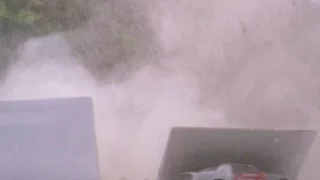 Stinger missile destroys a garage and a Trans am Firebird